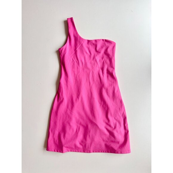 GIRLFRIEND COLLECTIVE Bianca Pink One Shoulder Mini Tennis Dress, Size XS - Picture 4 of 16